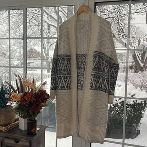 JOIE • gray cream long sweater cardigan duster  NWT $128